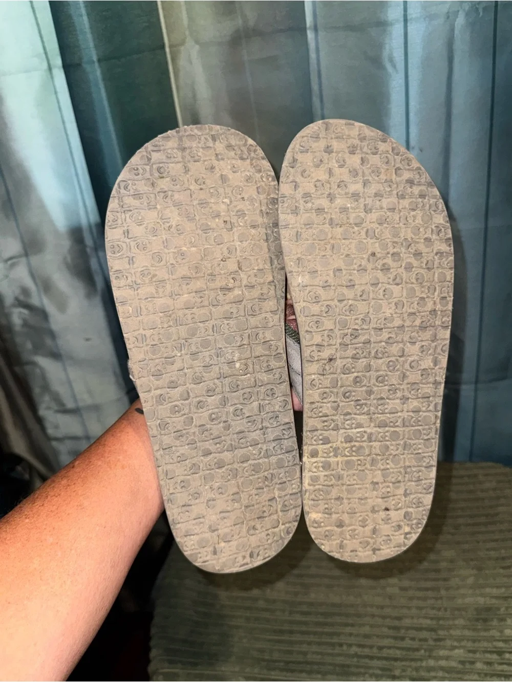 Sanuk Black Flip-Flops with Gray and Multicolor Straps